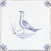 blue delft bird design four