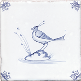 blue delft bird design three