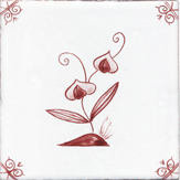 Crimson delft flower design tile