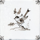 sepia delft bird design five