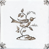 sepia delft bird design six