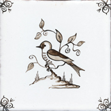 sepia delft bird design three